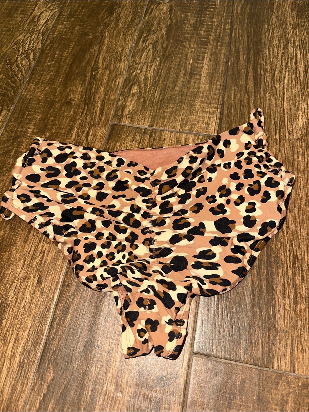 Leopard Print High-Waist Bikini Bottoms - Tan, Black, Cream - Picture 3 of 3